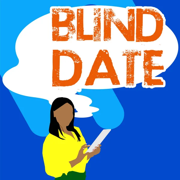 Hand Writing Sign Blind Date Business Showcase Κοινωνική Εμπλοκή Ένα — Φωτογραφία Αρχείου