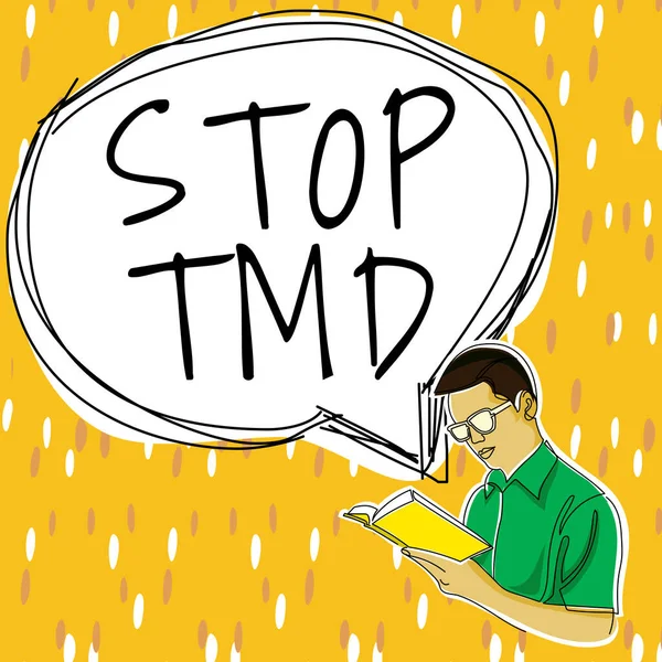 Концептуальный Заголовок Stop Tmd Понятие Означающее Предотвращение Расстройства Проблемы Влияющей — стоковое фото