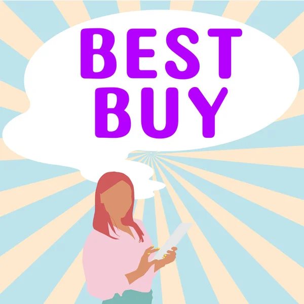 Exibição Conceitual Best Buy Business Mostra Combinação Mais Vantajosa Custo — Fotografia de Stock