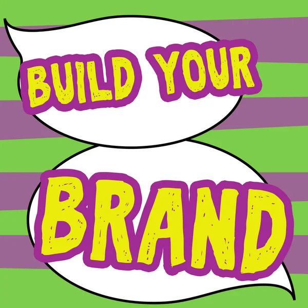 手写标志打造你的品牌 概念性照片打造一个商业身份营销广告 — 图库照片