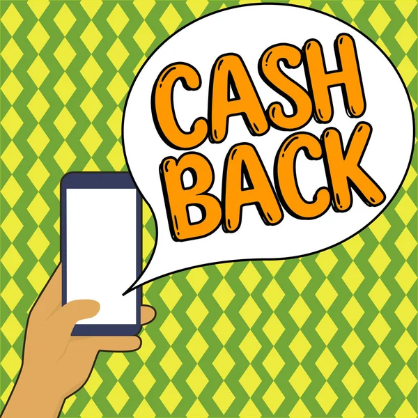Teken Het Weergeven Van Cash Back Business Idee Incentive Aangeboden — Stockfoto
