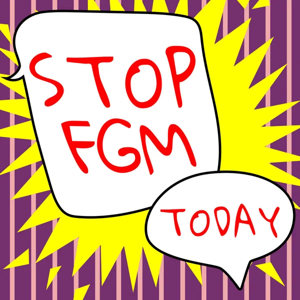 Подпись Текстом Stop Fgm Word Put End Female Genital Cutting — стоковое фото