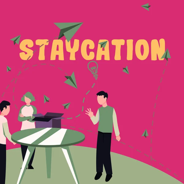 Conceptual Display Staycation Word Geschrieben Auf Einem Urlaub Der Hause — Stockfoto