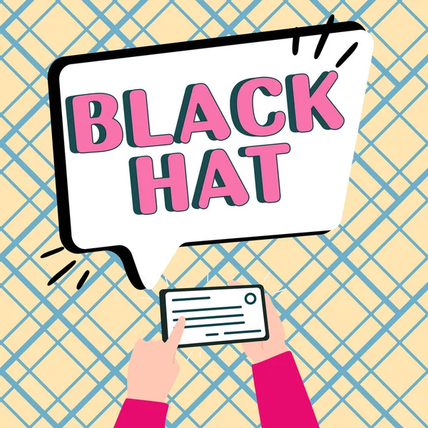 Conceptual display Black Hat, Word Written on used in reference to a bad person especially a villain or criminal