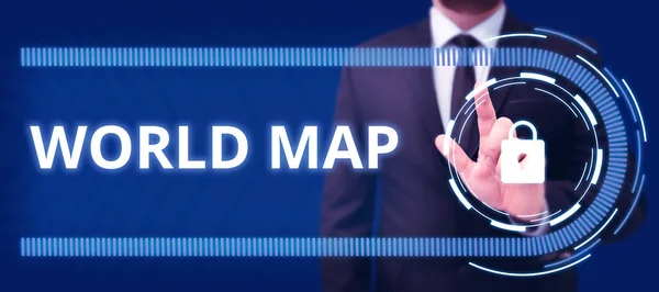 Exibição Conceitual Mapa Mundo Ideia Negócio Uma Representação Diagramática Superfície — Fotografia de Stock