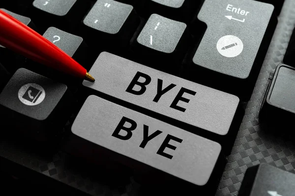 Концептуальний Підпис Bye Bye Word Greeting Залишив Прощавай Побачимося Незабаром — стокове фото