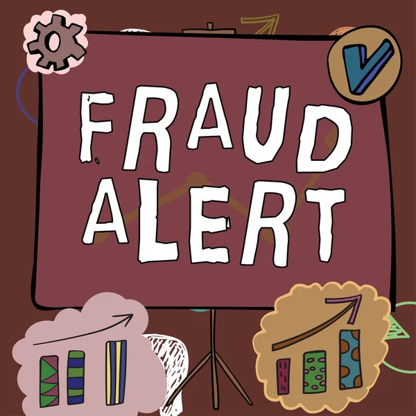 Напис Тексті Представляє Fraud Alert Свідок Безпеки Бізнесу Розміщений Кредитній — стокове фото