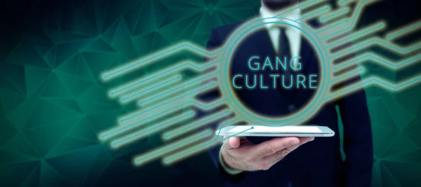 Texte Manuscrit Gang Culture Mot Pour Organisation Particulière Criminels Groupe — Photo
