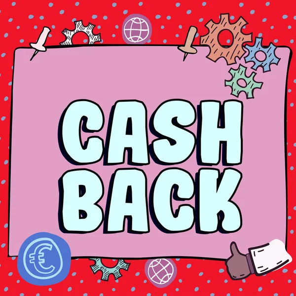 Konzeptionelle Anzeige Cash Back Konzept Bedeutet Anreiz Bot Käufern Bestimmtes — Stockfoto