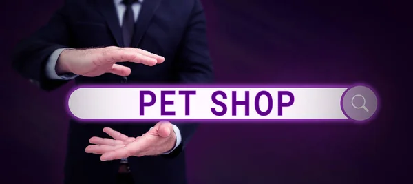 Text sign showing Pet Shop, Concept meaning Retail business that sells different kinds of animals to the public