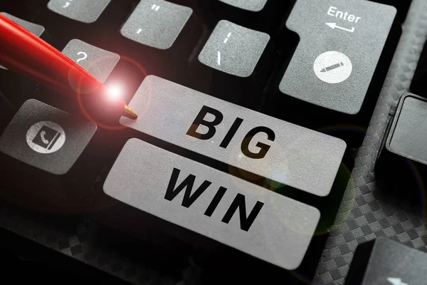 Концептуальний Дисплей Big Win Word Написано Про Виграш Важливого Призу — стокове фото