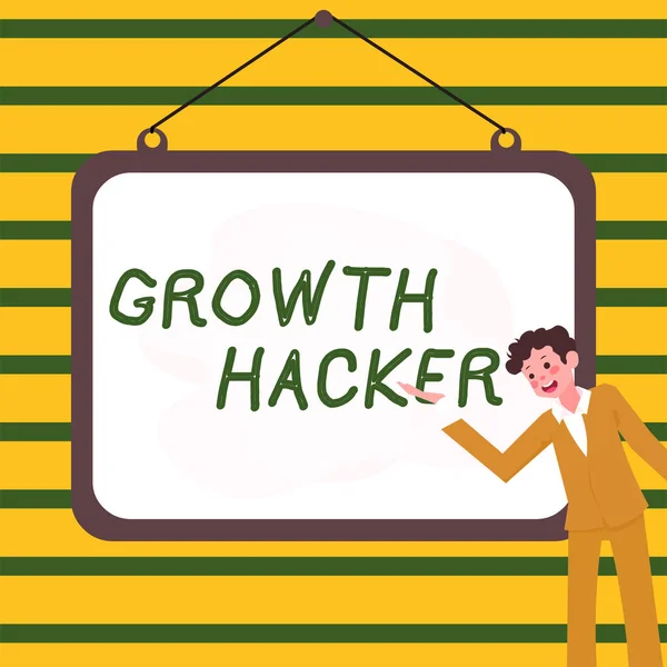 Konceptvisning Growth Hacker Business Showcase Allmänhet Att Förvärva Många Användare — Stockfoto