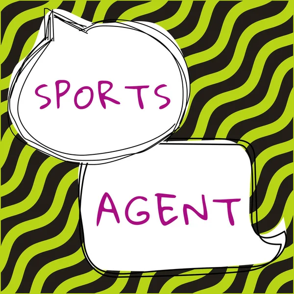 Assinar Exibindo Sports Agent Palavra Escrito Pessoa Gerencia Recrutamento Para — Fotografia de Stock