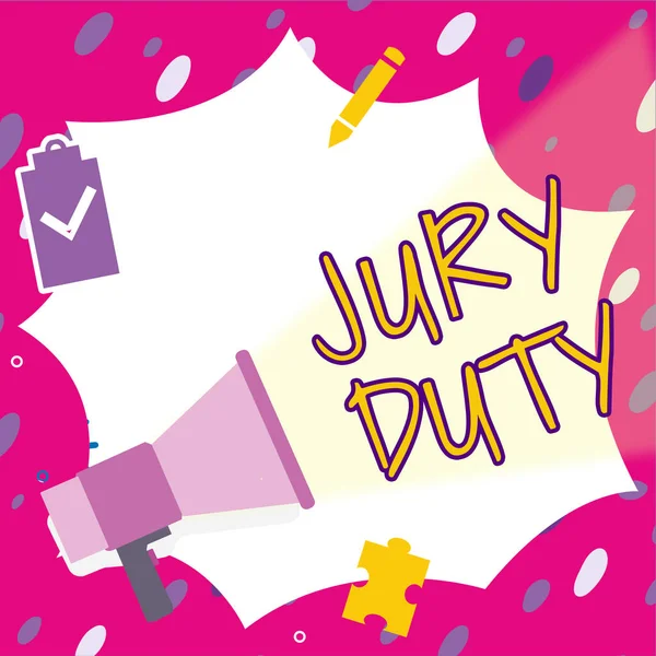 Tekst Pokazujący Inspirację Obowiązek Jury Duty Obowiązek Pomysłu Biznes Lub — Zdjęcie stockowe