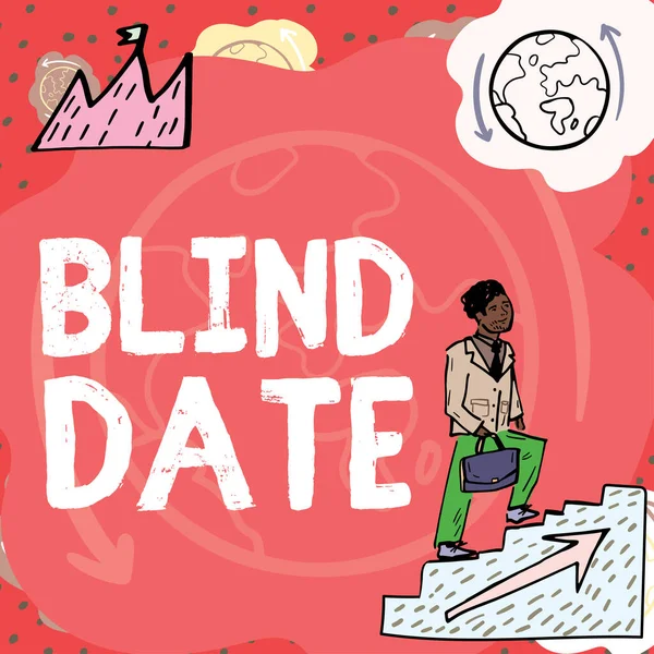 Bildunterschrift Blind Date Konzept Das Soziales Engagement Mit Einer Person — Stockfoto