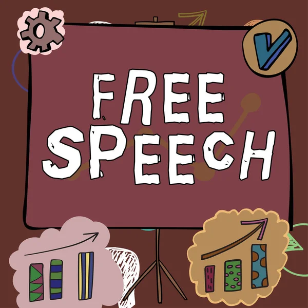 自由なスピーチを示すテキスト記号 ビジネスの概念人々の意見を公に表現する権利 — ストック写真