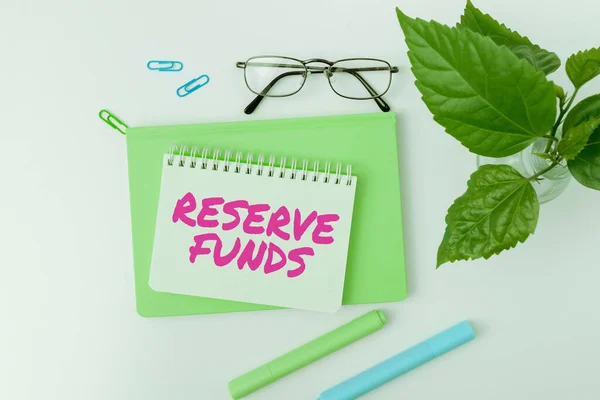 Legenda Conceitual Reserve Funds Business Concept Money Released Bank Back — Fotografia de Stock