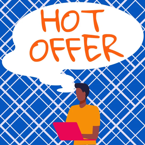 Sign Weergeven Hot Offer Word Written Product Programma Dat Wordt — Stockfoto