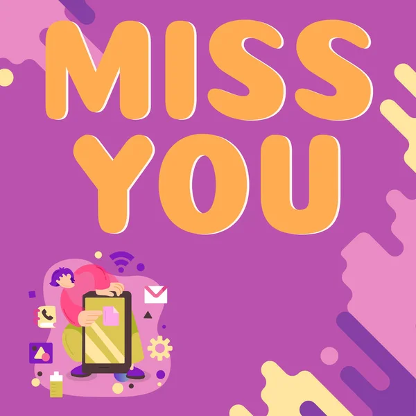 Pisanie Tekstu Miss You Business Showcase Tęsknota Ważną Osobą Twoim — Zdjęcie stockowe