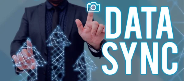 Tekst Bijschrift Met Data Sync Internet Concept Data Die Continu — Stockfoto