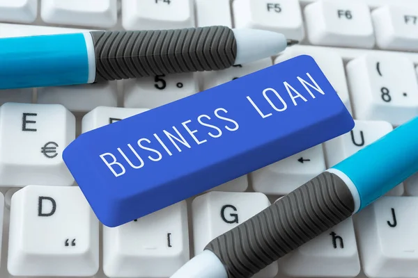Textskylt Som Visar Business Loan Business Approach Credit Mortgage Financial — Stockfoto