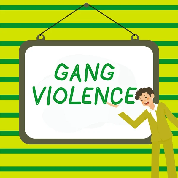 Légende Conceptuelle Gang Violence Business Vitrine Violation Des Lois Causées — Photo