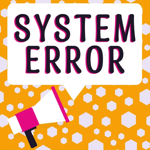 Hand writing sign System Error, Word for Technological failure Software collapse crash Information loss