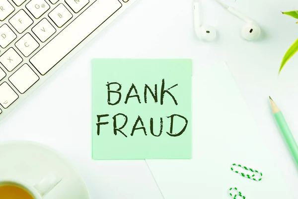 Texto Caligrafia Fraude Bancária Conceito Que Significa Perversão Intencional Verdade — Fotografia de Stock