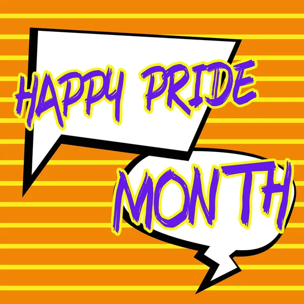 Testo Calligrafico Happy Pride Month Parola Periodo Soddisfazione Del Piacere — Foto Stock
