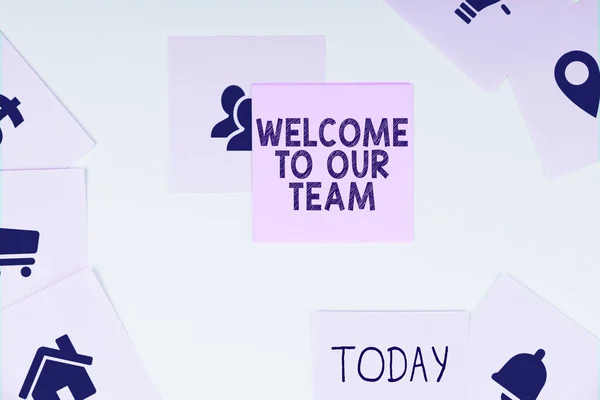 stock image Inspiration showing sign Welcome To Our Team, Word for introducing another person to your team mates
