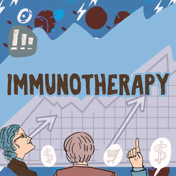 免疫療法 ビジネス概念治療または免疫系の強化を含む疾患の予防を示すテキストサイン — ストック写真