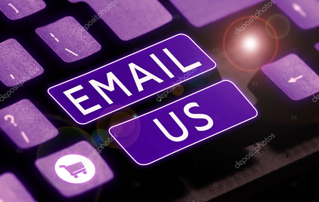 Escribir mostrando texto Envíenos un correo electrónico, Concepto que