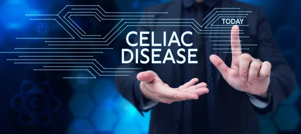 Sign displaying Celiac Disease, Business idea Small intestine is hypersensitive to gluten Digestion problem