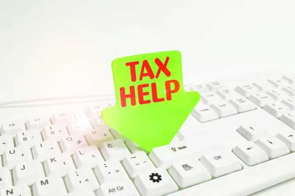 Inspiration Showing Sign Tax Help Concept Meaning Assistance Compulsory Contribution — Stock Photo, Image