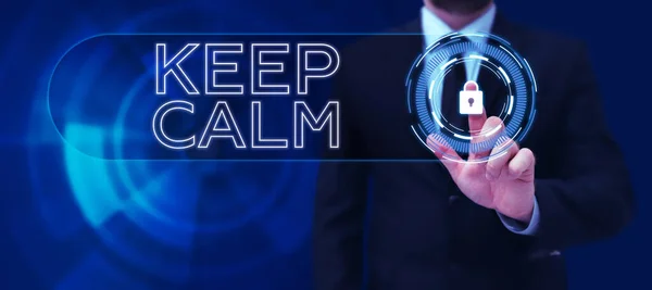 Znak Tekstowy Pokazujący Keep Calm Business Showcase Nie Angażują Się — Zdjęcie stockowe