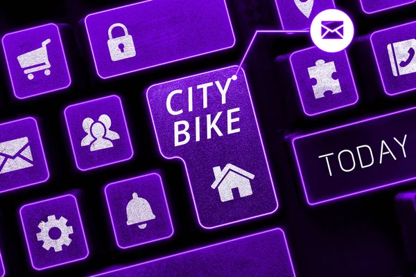 Skylt Som Visar City Bike Koncept Som Utformad För Regelbundna — Stockfoto