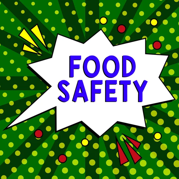 Texto Mano Seguridad Alimentaria Palabra Para Condiciones Prácticas Que Preservan —  Fotos de Stock