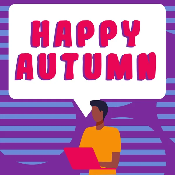 Pisanie Wyświetlania Tekstu Happy Autumn Internet Concept Annual Special Milestone — Zdjęcie stockowe