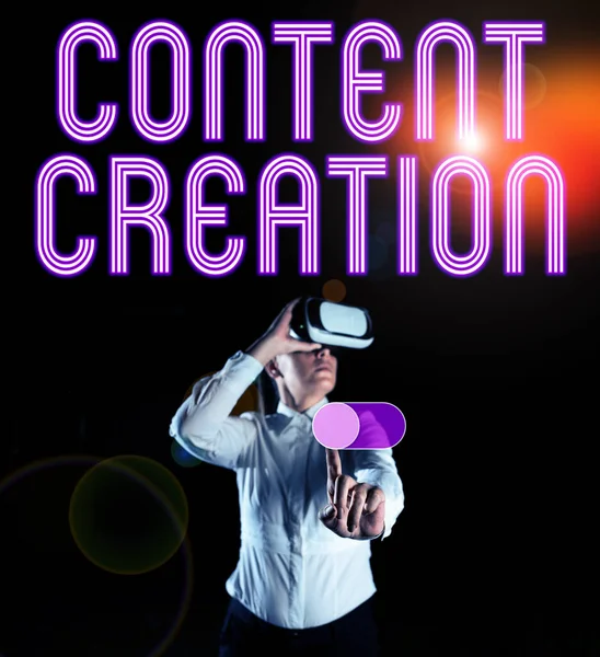 Visualización Conceptual Creación Contenidos Aproximación Empresarial Contribución Información Cualquier Medio — Foto de Stock