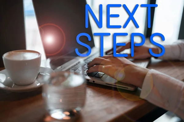 Handskrift Text Nästa Steg Business Approach Numper Processen Kommer Att — Stockfoto