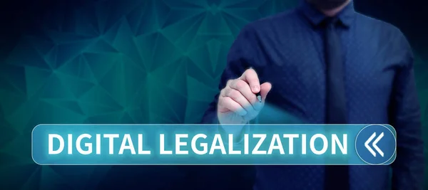 Handschreibzeichen Digitale Legalisierung Wort Für Die Begleitende Technologie Oder Für — Stockfoto
