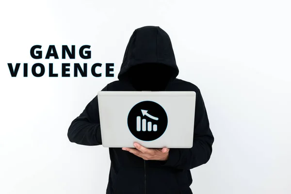 Mão Escrita Sinal Gang Violência Business Abordagem Violação Das Leis — Fotografia de Stock