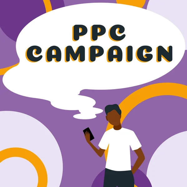 显示灵感的文字Ppc运动 关于使用Ppc的文字 以推广他们的产品和服务 — 图库照片