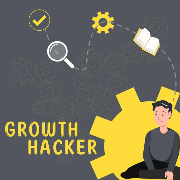 Sign Exibindo Growth Hacker Word Para Geralmente Adquirir Tantos Usuários — Fotografia de Stock