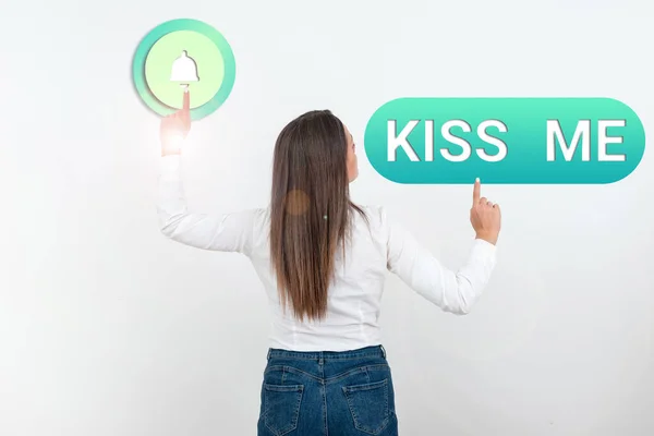 Sign Display Kiss Internet Concept Richiesta Informale Toccare Mie Labbra — Foto Stock