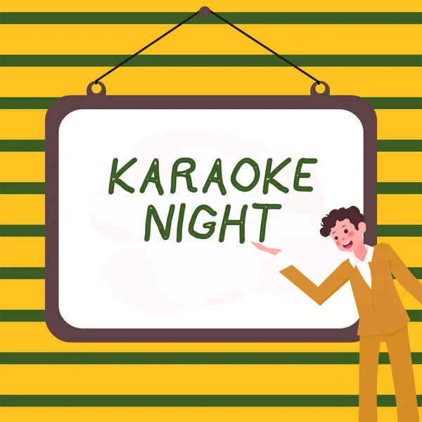 Handschriftliche Zeichen Karaoke Nacht Internet Concept Entertainment Die Instrumentalmusik Mitsingt — Stockfoto