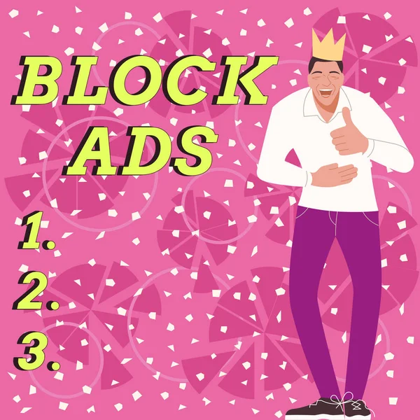 Texto Que Muestra Inspiración Block Ads Programa Internet Concept Que —  Fotos de Stock