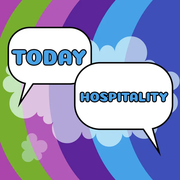 Text Showing Inspiration Hospitality Word Friendly Generous Reception Entertainment Guests — Stock Photo, Image