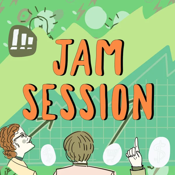 Conceptual Caption Jam Session Word Written Impromptu Performance Group Musicians — Stock fotografie