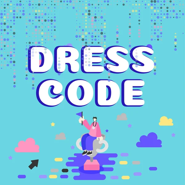 Scrivere Testo Dress Code Business Vetrina Modo Accettato Vestirsi Una — Foto Stock